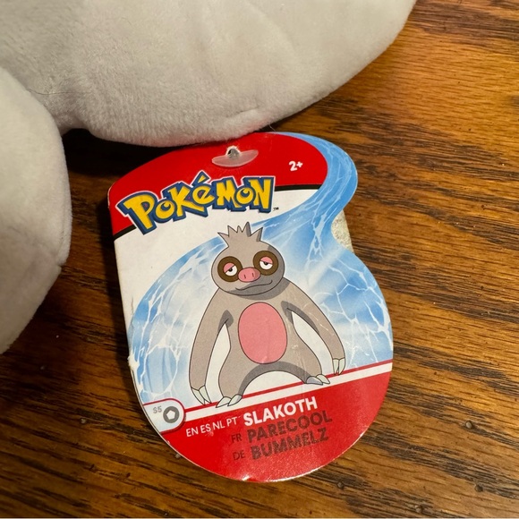 NWT Pokémon Plush Slakoth the Sloth WCT Wicked Cool Toys 9” Lying Flat Gray Pink - Picture 2 of 8